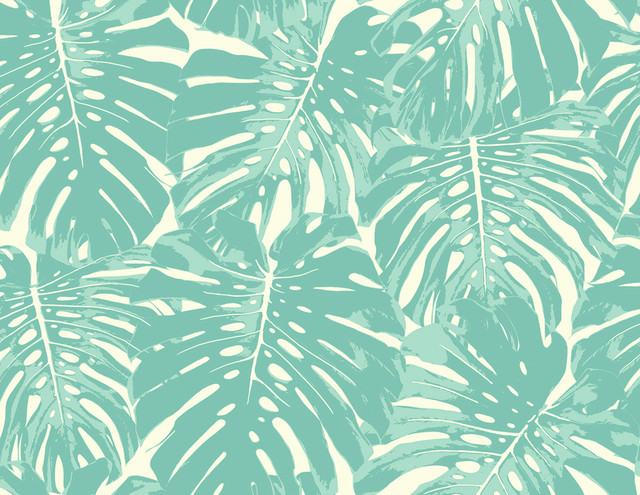 Seabrook Wallpaper Jamaica Teal and White Tortuga  United States 60.75 20.87" 27"  - My Fabric Connection -