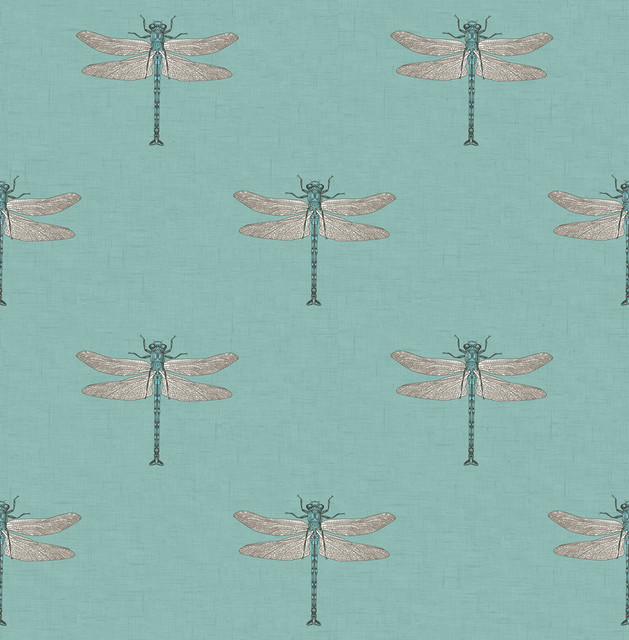 Seabrook Wallpaper Catalina  Teal, Orange, Metallic Silver, and Black Tortuga  United States 56.05 10.4" 20.5"  - My Fabric Connection -