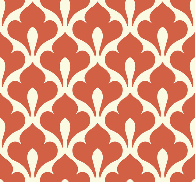 Seabrook Wallpaper Grenada Portland Orange and Off-White Tortuga  United States 60.75 8.4" 27"  - My Fabric Connection -