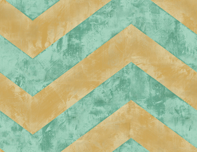Seabrook Wallpaper Hubble Chevron Metallic Gold and Teal Avant Garde  United States 60.75 20.87" 27"  - My Fabric Connection -