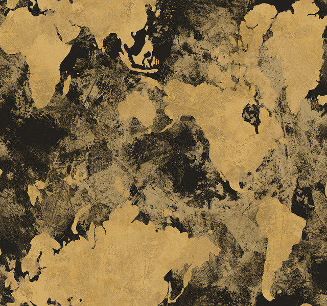 Seabrook Wallpaper Galileo Faux Metallic Gold and Ebony Avant Garde  United States 60.75 25.2" 27"  - My Fabric Connection -