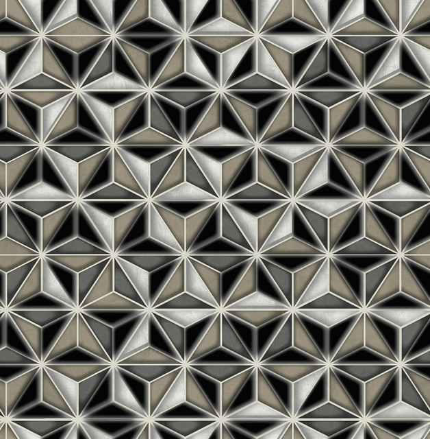 Seabrook Wallpaper Einstein Geometric Metallic Silver and Black Avant Garde  United States 56.05 20.87" 20.5"  - My Fabric Connection -