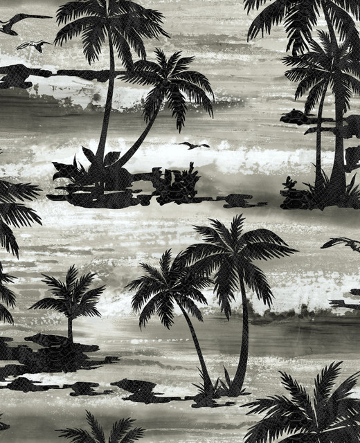 Seabrook Wallpaper Moseley Palm Trees Black and Grey Avant Garde  United States 56.05 25.2" 20.5"  - My Fabric Connection -