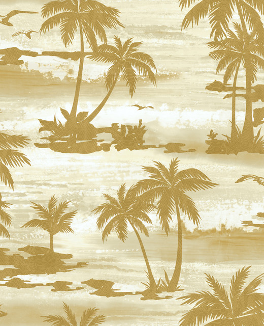 Seabrook Wallpaper Moseley Palm Trees Off-White and Gold Avant Garde  United States 56.05 25.2" 20.5"  - My Fabric Connection -