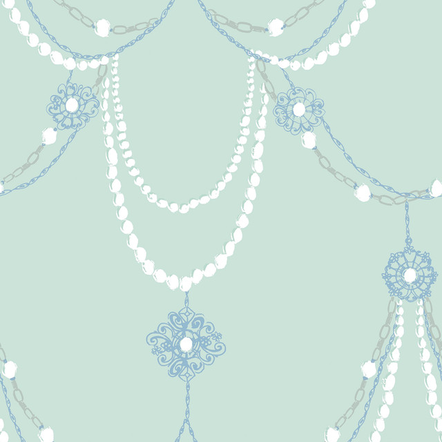 Seabrook Wallpaper Dressed Up Drape Teal and Periwinkle Playdate Adventure  United States 56.05 20.87" 20.5"  - My Fabric Connection -