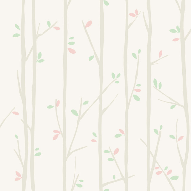 Seabrook Wallpaper Tree Top Gray, Mint, and Bubblegum Playdate Adventure  United States 56.05 20.87" 20.5"  - My Fabric Connection -