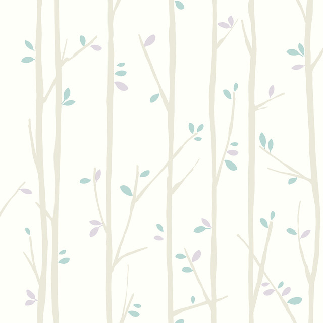 Seabrook Wallpaper Tree Top Gray, Lilac, and Sky Blue Playdate Adventure  United States 56.05 20.87" 20.5"  - My Fabric Connection -