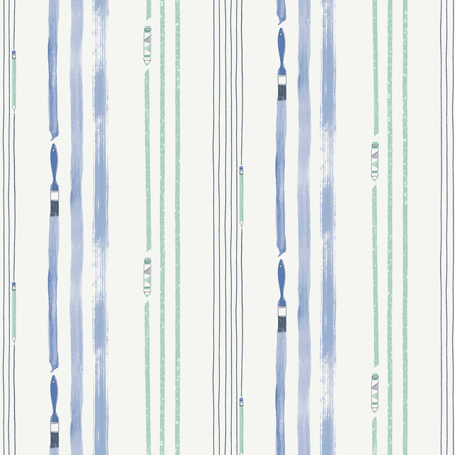 Seabrook Wallpaper Outside the Lines Periwinkle and Teal Playdate Adventure  United States 56.05 0" 20.5"  - My Fabric Connection -