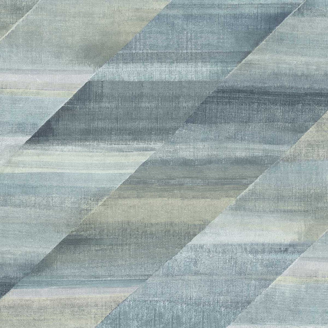 Seabrook Wallpaper Rainbow Diagonals Steel Blue and Stone Boho Rhapsody  United States 56.05 23.62" 20.5"  - My Fabric Connection -
