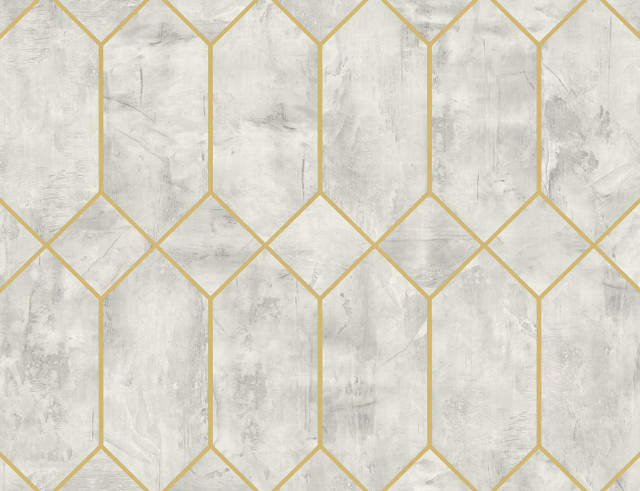 Seabrook Wallpaper Geo Faux Silver Birch and Metallic Gold Living with Art  United States 60.53 20.87" 27"  - My Fabric Connection -