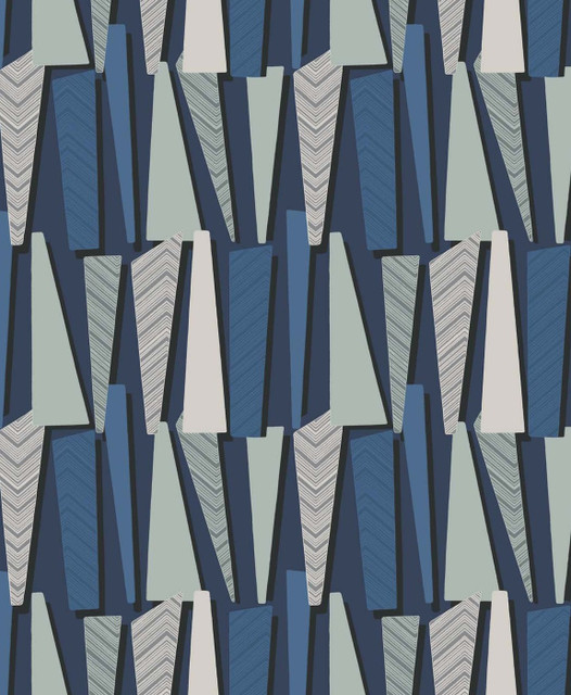 Seabrook Wallpaper Geometric Shadows  Denim The Simple Life  Netherlands 57.5 12.6" 20.9"  - My Fabric Connection -