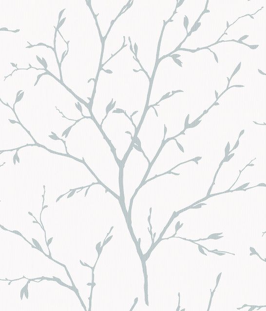 Seabrook Wallpaper Branching Out Slate Blue White Heron  United States 60.75 16.3" 27"  - My Fabric Connection -