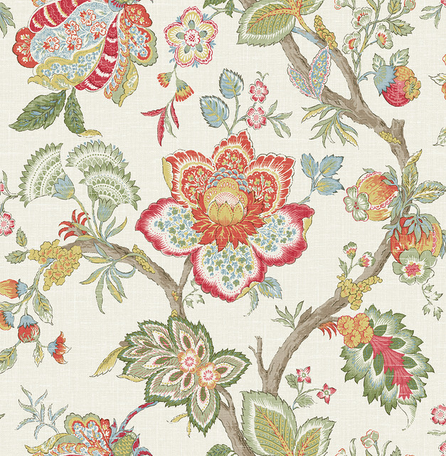 Seabrook Wallpaper Bernadette Jacobean Pomme & Antique Ruby French Country  United States 60.75 27" 27"  - My Fabric Connection -