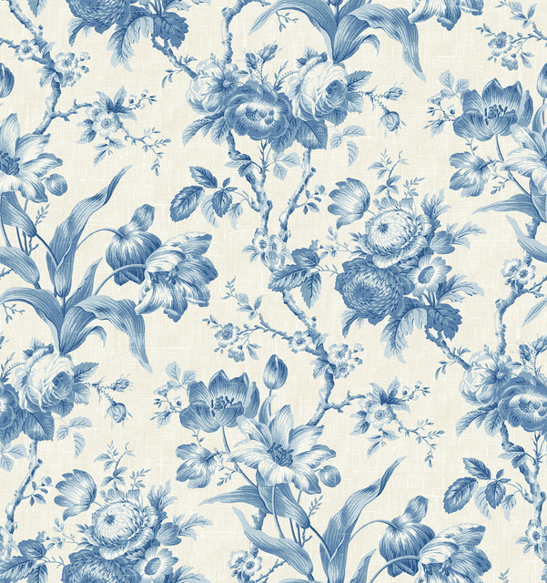 Seabrook Wallpaper En Rose Blue Bell French Country  United States 60.75 28.74" 27"  - My Fabric Connection -