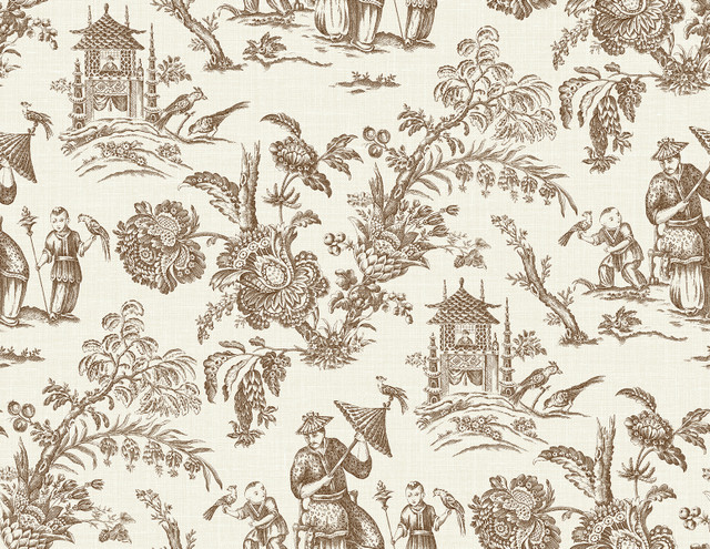 Seabrook Wallpaper Colette Chinoiserie Hickory Smoke French Country  United States 60.75 20.87" 27"  - My Fabric Connection -