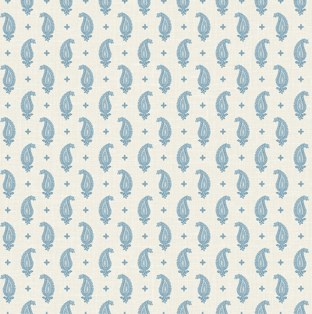 Seabrook Wallpaper Maia Paisley Bleu Bisque French Country  United States 60.75 4.52" 27"  - My Fabric Connection -