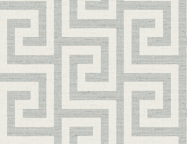 Seabrook Wallpaper Luna Retreat Greek Key Pewter Coastal Haven  United States 60.75 5.2" 27"  - My Fabric Connection -