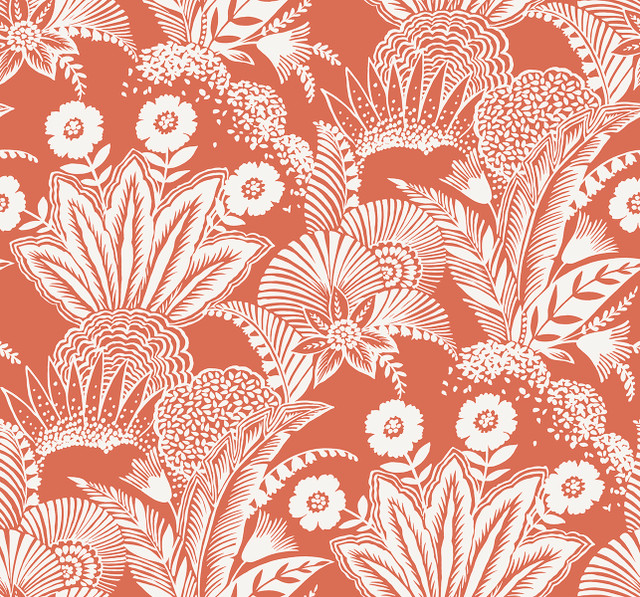 Seabrook Wallpaper Suvi Palm Grove Coral Glow Summer House  United States 60.75 25.2" 27"  - My Fabric Connection -