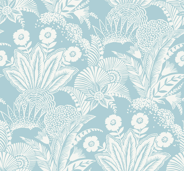 Seabrook Wallpaper Suvi Palm Grove Sky Blue Summer House  United States 60.75 25.2" 27"  - My Fabric Connection -