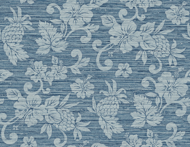 Seabrook Wallpaper Juno Island Floral Bay Blue Summer House  United States 60.75 20.87" 27"  - My Fabric Connection -