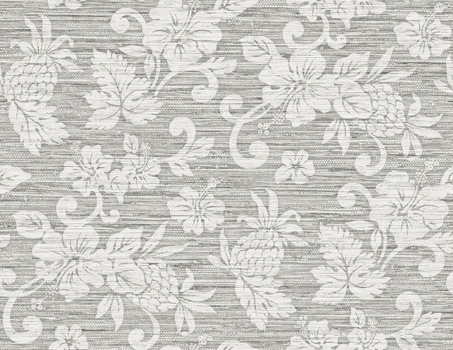 Seabrook Wallpaper Juno Island Floral Half Moon Grey Summer House  United States 60.75 20.87" 27"  - My Fabric Connection -