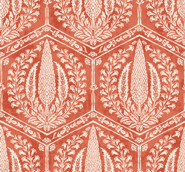 Seabrook Wallpaper Cyrus Harvest Red Terracotta Summer House  United States 60.75 25.2" 27"  - My Fabric Connection -