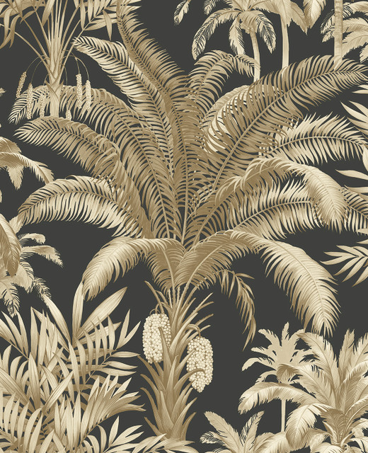 Seabrook Wallpaper Tropical Palm Beach Prepasted Ironwork & Taupe Prepasted Online  United States 56.05 25.2" 20.5"  - My Fabric Connection -