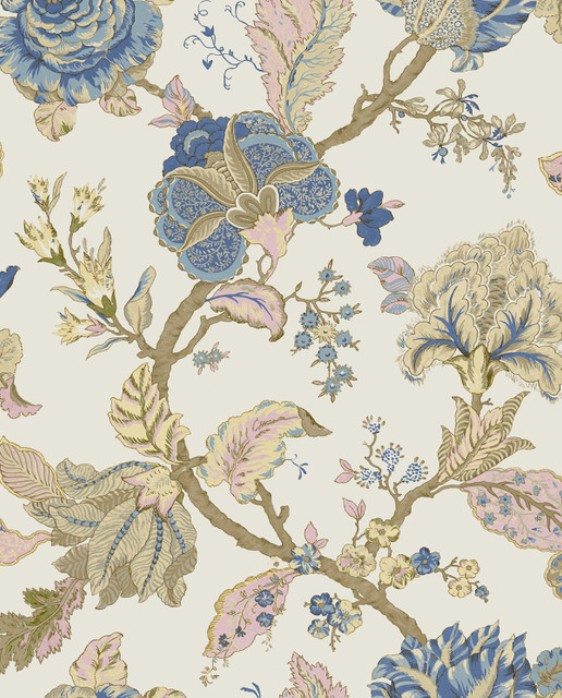 Seabrook Wallpaper Lana Jacobean Parchment Prepasted Online  United States 56.05 25.2" 20.5"  - My Fabric Connection -