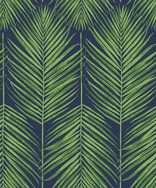 Seabrook Wallpaper Marina Palm Moss Green & Blue Etten Studios Online  Netherlands 57.5 25.2" 20.9"  - My Fabric Connection -