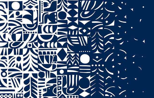 Seabrook Wallpaper Yön Varjo Midnight Blue and Off-White Marimekko Vol. 5  Italy 75.5 17.5" 27.5"  - My Fabric Connection -