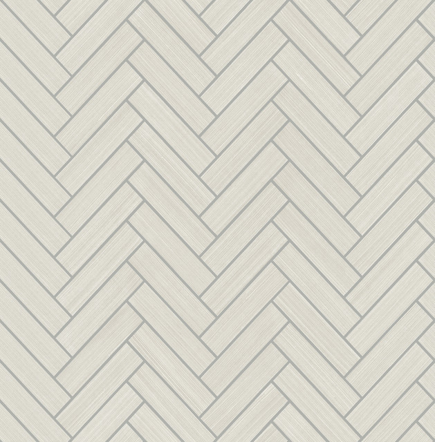 Seabrook Wallpaper Herringbone Inlay Lunar Grey & Metallic Silver Stacy Garcia Peel and Stick  United States 30.75 1.9" 20.5"  - My Fabric Connection -