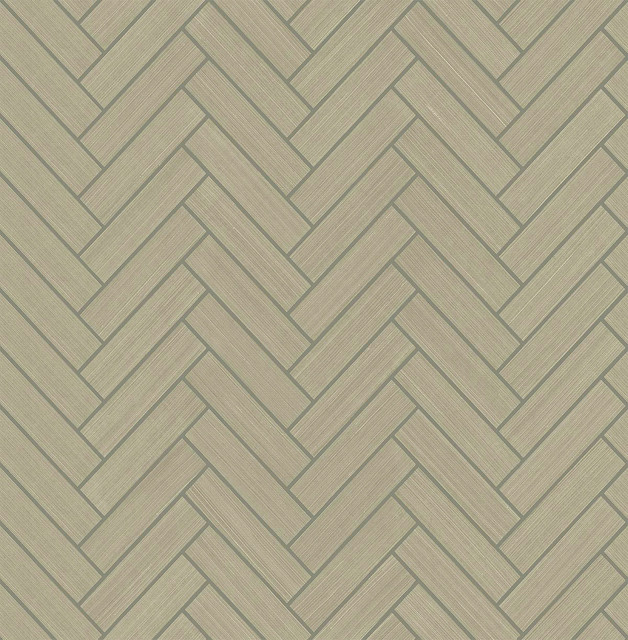 Seabrook Wallpaper Herringbone Inlay Khaki & Metallic Silver Stacy Garcia Peel and Stick  United States 30.75 1.9" 20.5"  - My Fabric Connection -