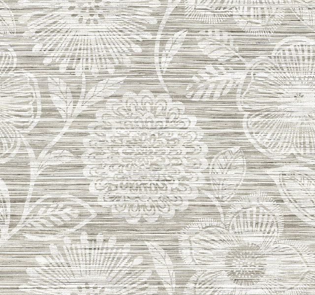 Seabrook Wallpaper Faux Grass Floral Harbor Grey Stacy Garcia Peel and Stick  United States 17.08 20.87" 20.5"  - My Fabric Connection -