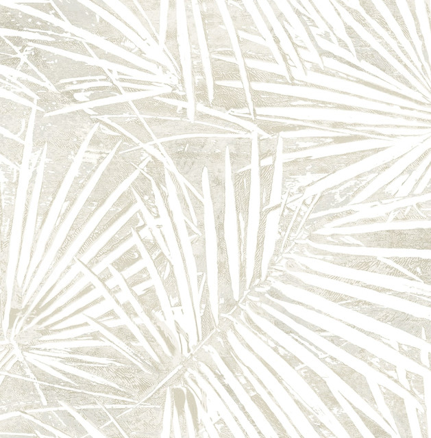 Seabrook Wallpaper Fossil Palm Natural Stacy Garcia Peel and Stick  United States 17.08 20.87" 20.5"  - My Fabric Connection -