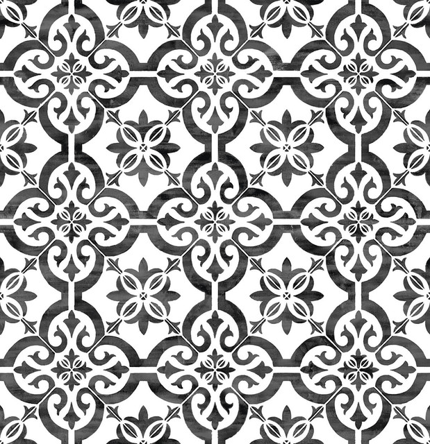 Seabrook Wallpaper Porto Tile Onyx Lillian August Peel and Stick  United States 40.5 27.8" 27"  - My Fabric Connection -