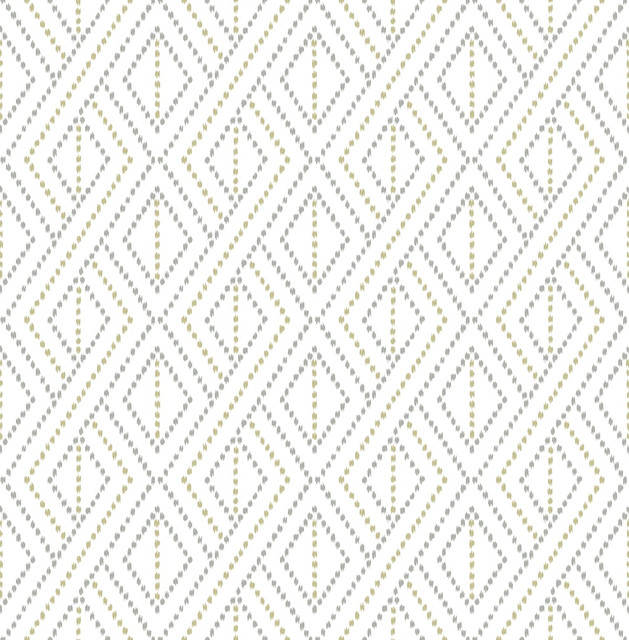 Seabrook Wallpaper Boho Grid Argos Grey & Yellow Lillian August Peel and Stick  United States 30.75 5.22" 20.5"  - My Fabric Connection -
