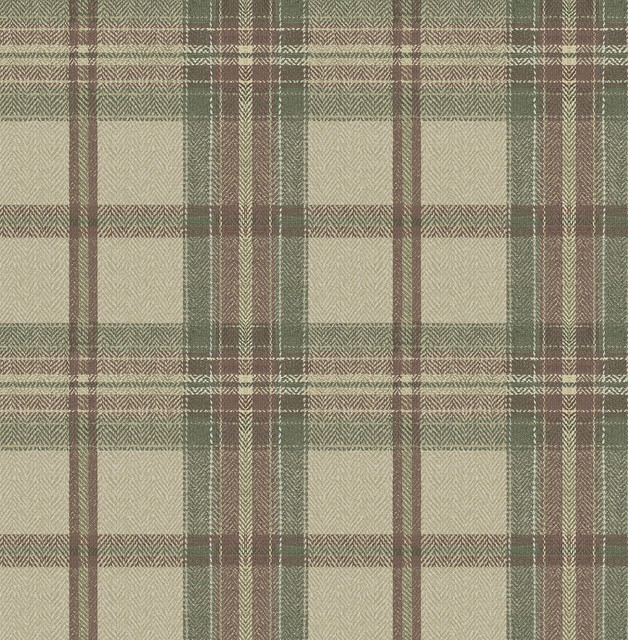 Seabrook Wallpaper Herringbone Plaid Clay & Sage Harry & Grace Peel and Stick  United States 30.75 10.43" 20.5"  - My Fabric Connection -