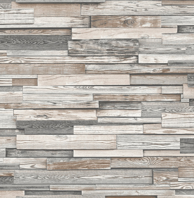 Seabrook Wallpaper Reclaimed Wood Plank Light Gray & Brown NextWall Peel & Stick  United States 30.75 20.87" 20.5"  - My Fabric Connection -