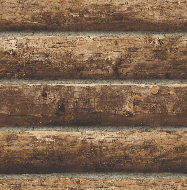 Seabrook Wallpaper Log Cabin Walnut NextWall Peel & Stick  United States 30.75 20.87" 20.5"  - My Fabric Connection -