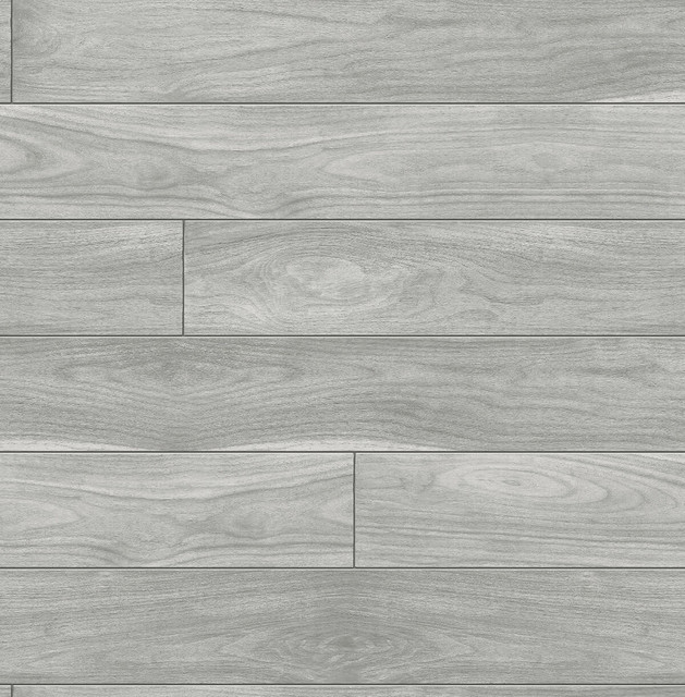 Seabrook Wallpaper Teak Planks Gray NextWall Peel & Stick  United States 30.75 20.87" 20.5"  - My Fabric Connection -