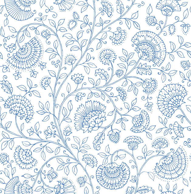 Seabrook Wallpaper Paisley Trail Blue Bell NextWall Peel & Stick  United States 30.75 20.87" 20.5"  - My Fabric Connection -