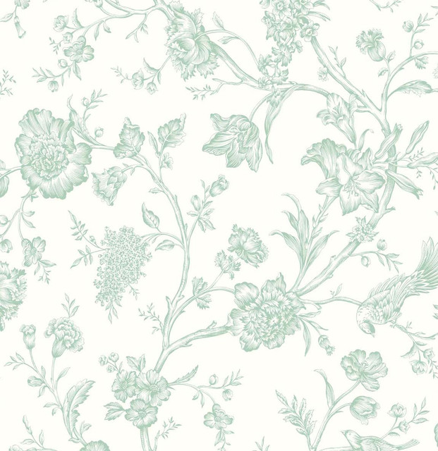 Seabrook Wallpaper Jasmine Chinoiserie Seaglass NextWall Peel & Stick  United States 40.5 25.2" 27"  - My Fabric Connection -