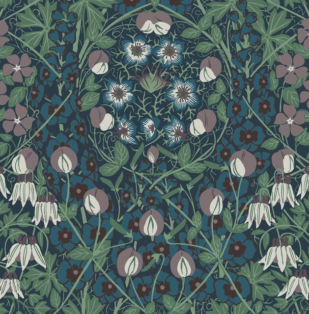 Seabrook Wallpaper Tulip Garden Deep Ocean & Purple Haze NextWall Peel & Stick  United States 30.75 20.87" 20.5"  - My Fabric Connection -