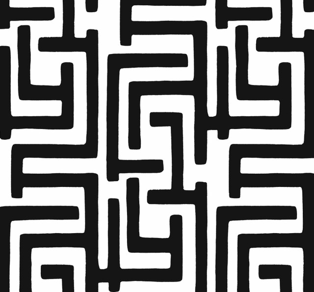 Seabrook Wallpaper Graphic Maze Black NextWall Peel & Stick  United States 40.5 25.2" 27"  - My Fabric Connection -