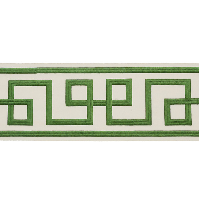 Schumacher Trim Octavius Tape Green 77340 STATEMENT TRIMS See Sample INDIA - </p><p>Repeat: Horizontal: 15" (38CM) and Vertical: - 6" WIDE (15CM) - My Fabric Connection -