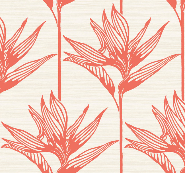 York Wallcoverings Bird of Paradise Coral Wallpaper Tropics Resource Library Covers about 60.8 square feet Prepasted 25.25-in repeat, drop match 27-in by 27-ft long roll - My Fabric Connection -