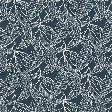 Kasmir Fabric Banana Leaf Indigo 1436 53% Cotton 47% Polyester CHINA 60,000 Wyzenbeek Double Rubs H: 15 inches, V: 16 inches 59 - My Fabric Connection - Kasmir