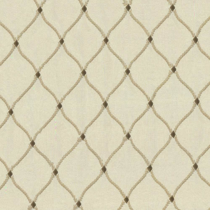 Kasmir Fabric Bluffton Ecru 1437 100% Polyester
Embroidery
100% Rayon
 INDIA </p><p>Repeat: Horizontal: 4 2/8 inches and Vertical: 6 1/8 inches 51 - 55 - My Fabric Connection -