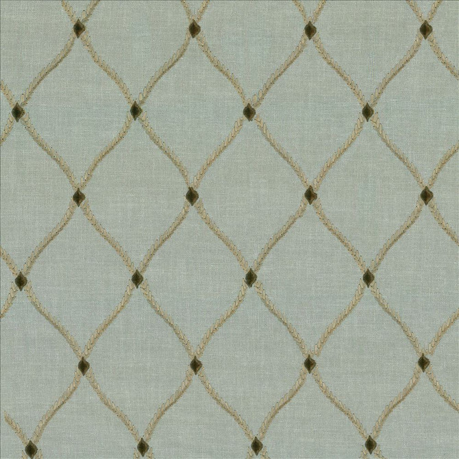 Kasmir Fabric Bluffton Porcelain 1441 100% Polyester Embroidery 100% Rayon INDIA 15,000 Wyzenbeek Double Rubs Horizontal: 4 2/8 inches and Vertical: 6 1/8 inches 51 - 55 - My Fabric Connection -