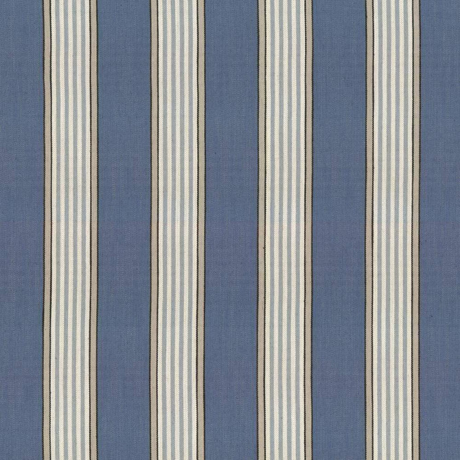 Kasmir Fabric Carnegie Stripe Indigo 1446 42% Viscose 40% Polyester 18% Linen CHINA 30,000 Martindale Cycles H: 7 inches, V:N/A 57 - My Fabric Connection - Kasmir